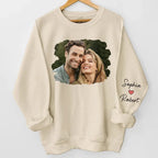 Custom Photo Meeting You Is The Best Thing That Ever Happened To Me - Couple Personalized Custom Unisex Sweatshirt With Design On Sleeve - Gift For Husband Wife, Anniversary 678809 - DiyGiftly