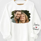 Custom Photo Meeting You Is The Best Thing That Ever Happened To Me - Couple Personalized Custom Unisex Sweatshirt With Design On Sleeve - Gift For Husband Wife, Anniversary 678809 - DiyGiftly
