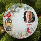 Custom Photo Memorial Someone We Love Is In Heaven - Personalized Circle Ceramic Ornament 687062 - DiyGiftly