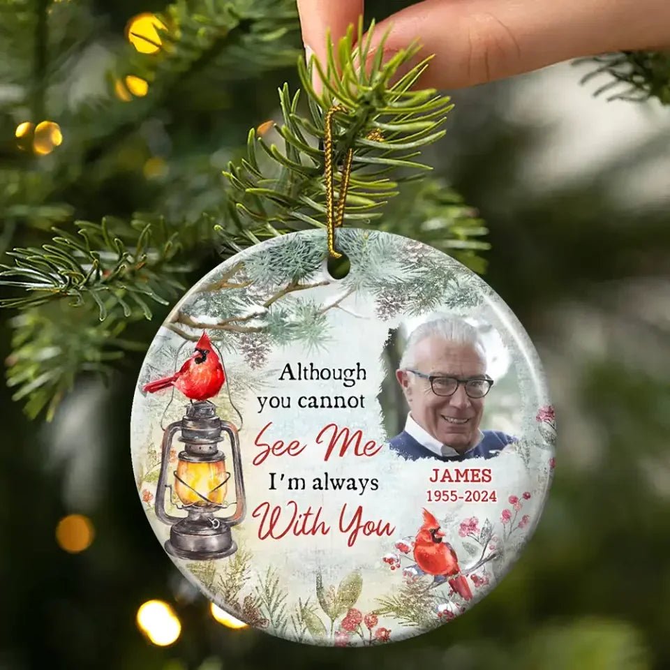 Custom Photo Memorial Someone We Love Is In Heaven - Personalized Circle Ceramic Ornament 687062 - DiyGiftly