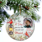 Custom Photo Memorial Someone We Love Is In Heaven - Personalized Circle Ceramic Ornament 687062 - DiyGiftly
