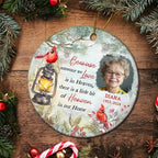 Custom Photo Memorial Someone We Love Is In Heaven - Personalized Circle Ceramic Ornament 687062 - DiyGiftly