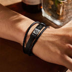 Custom Photo Men's Bracelet PU Leather Engraved Name and Date Men's Bracelet Best Valentine's Day Gift for Him - DiyGiftly