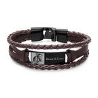 Custom Photo Men's Bracelet PU Leather Engraved Name and Date Men's Bracelet Best Valentine's Day Gift for Him - DiyGiftly