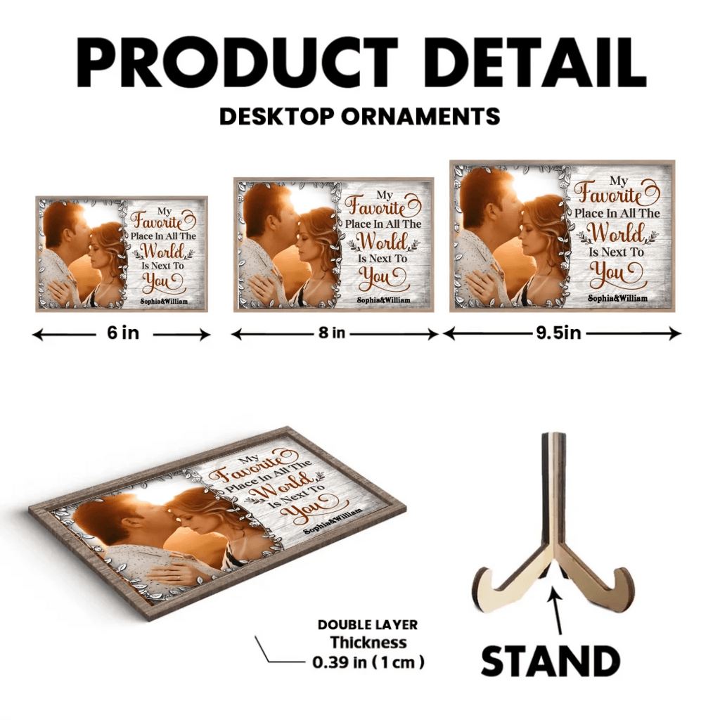 Custom Photo My Favorite Place In All The World Is Next To You - Gift For Couples - Personalized Custom Wooden Plaque 715457 - DiyGiftly