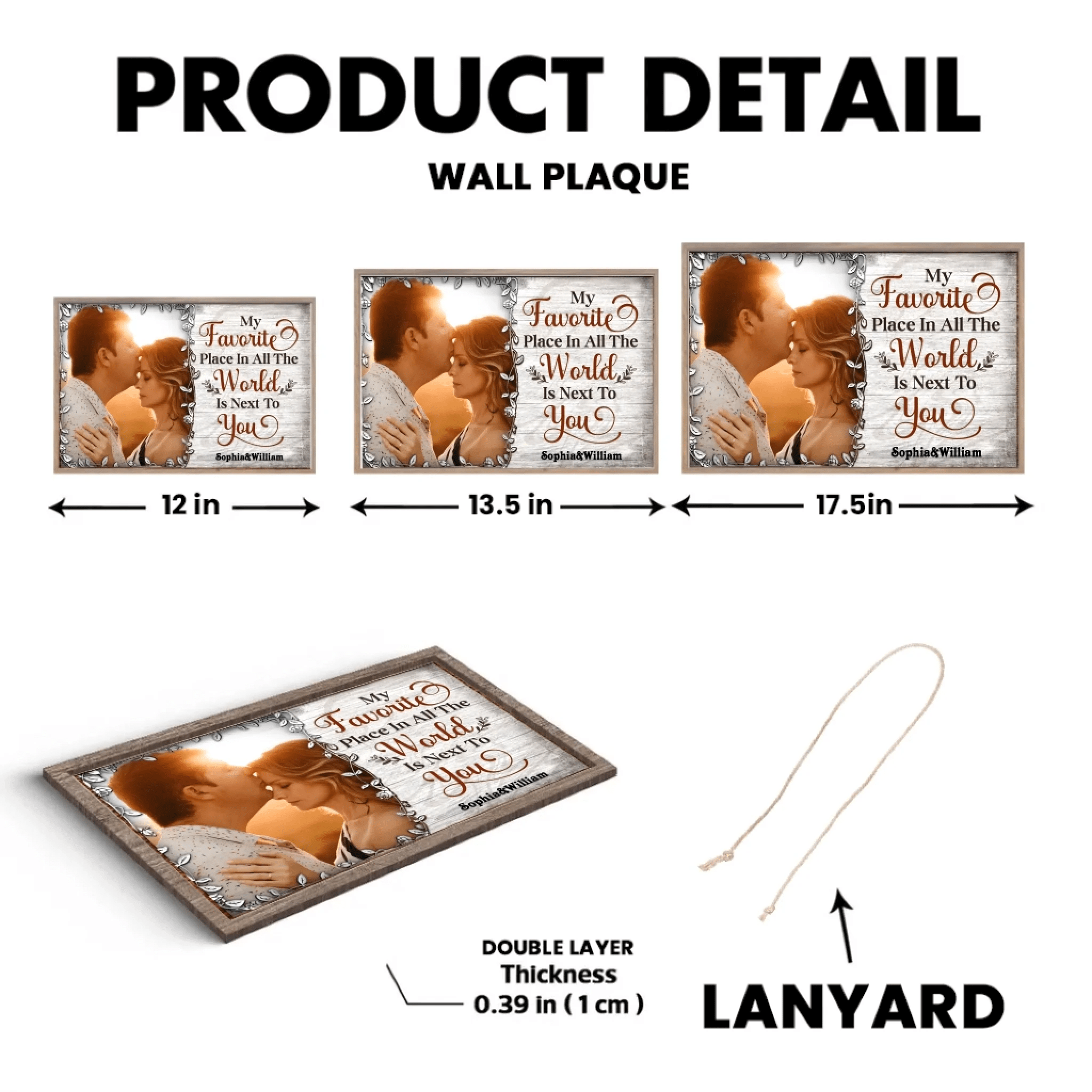 Custom Photo My Favorite Place In All The World Is Next To You - Gift For Couples - Personalized Custom Wooden Plaque 715457 - DiyGiftly