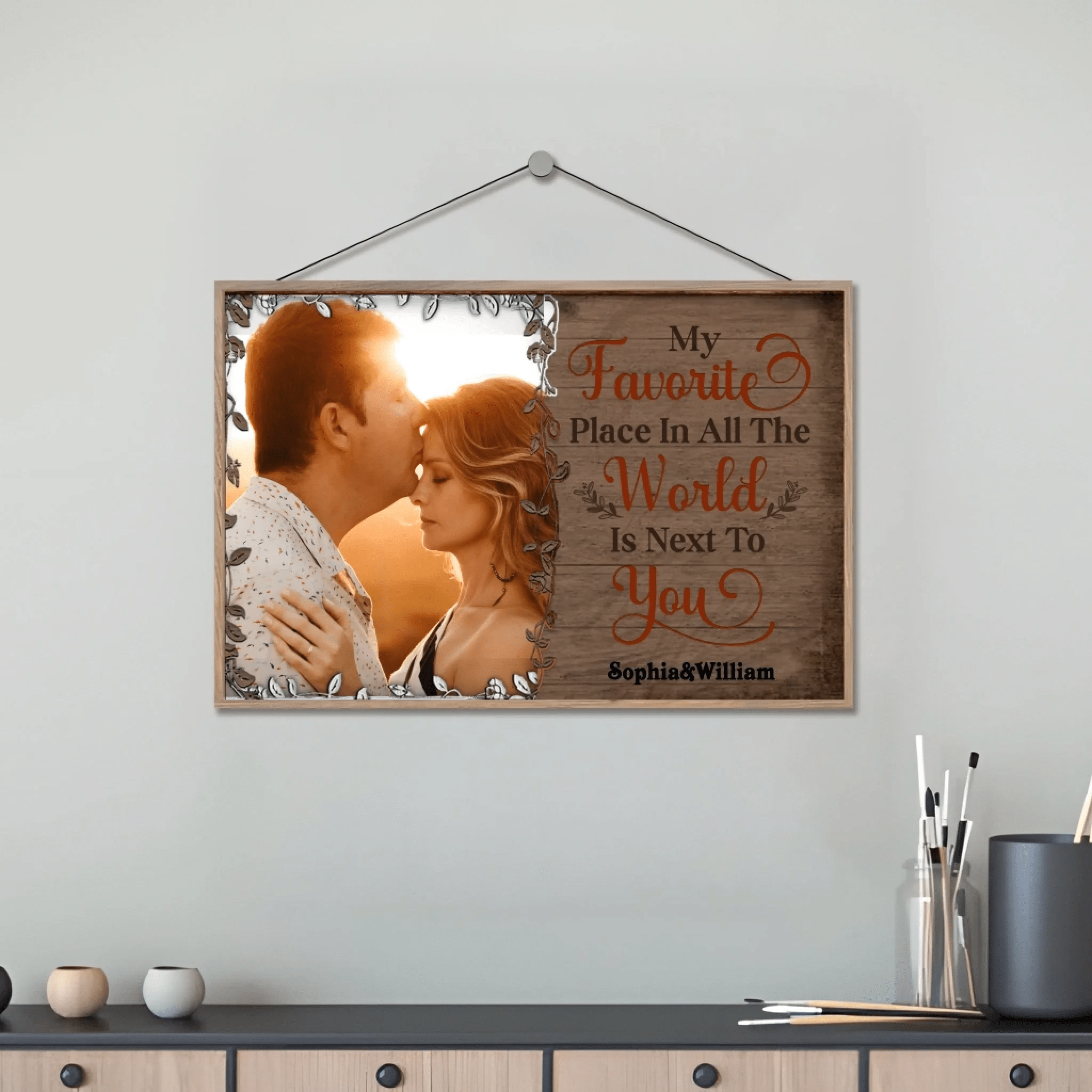 Custom Photo My Favorite Place In All The World Is Next To You - Gift For Couples - Personalized Custom Wooden Plaque 715457 - DiyGiftly