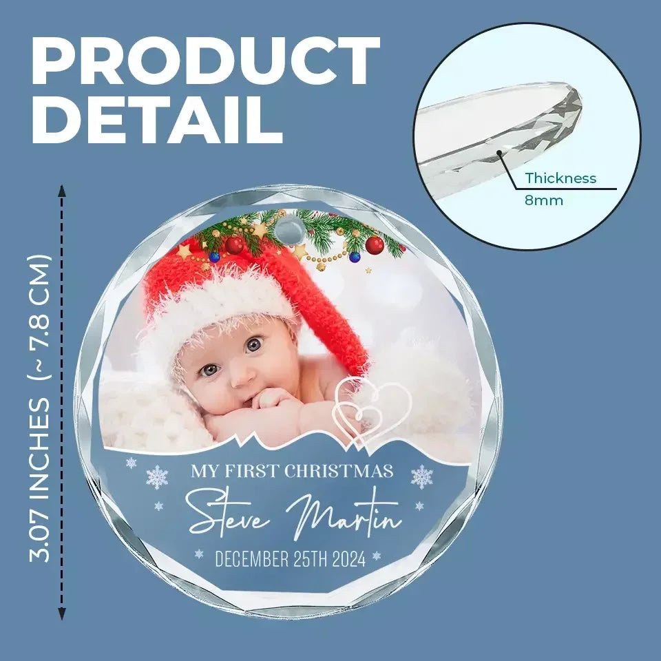 Custom Photo My First Christmas - Family Personalized Custom Circle Glass Ornament - Christmas Gift For Baby Kids, Newborn Baby 686012 - DiyGiftly