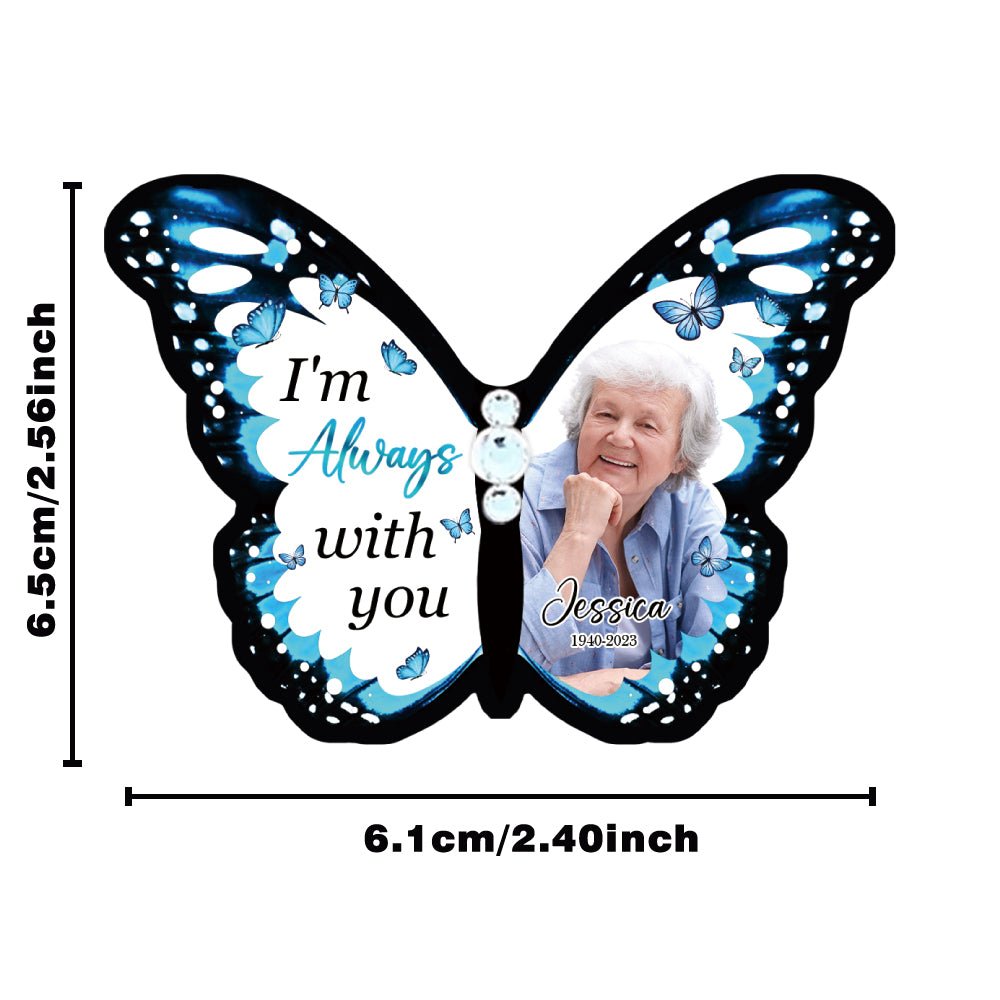 blue butterfly personalized photo with custom name hair clip photo tribute