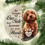 Custom Photo No Longer By Our Side - Memorial Personalized Custom Ornament - Ceramic Round Shaped - Christmas Gift, Sympathy Gift For Pet Owners, Pet Lovers 679806 - DiyGiftly