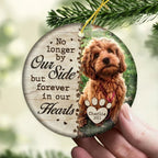 Custom Photo No Longer By Our Side - Memorial Personalized Custom Ornament - Ceramic Round Shaped - Christmas Gift, Sympathy Gift For Pet Owners, Pet Lovers 679806 - DiyGiftly