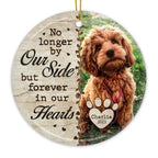 Custom Photo No Longer By Our Side - Memorial Personalized Custom Ornament - Ceramic Round Shaped - Christmas Gift, Sympathy Gift For Pet Owners, Pet Lovers 679806 - DiyGiftly
