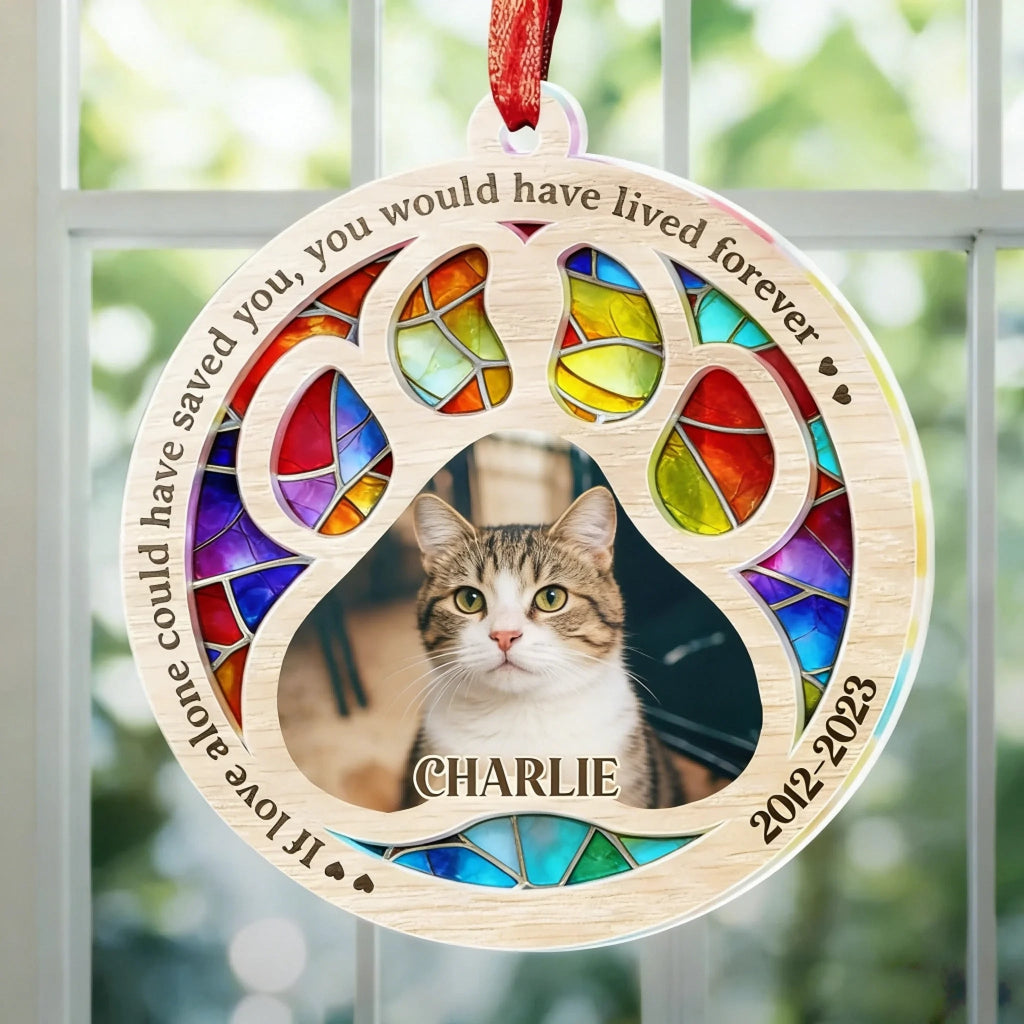 personalized cat photo window hanging suncatcher memorial decor loss of cat gift