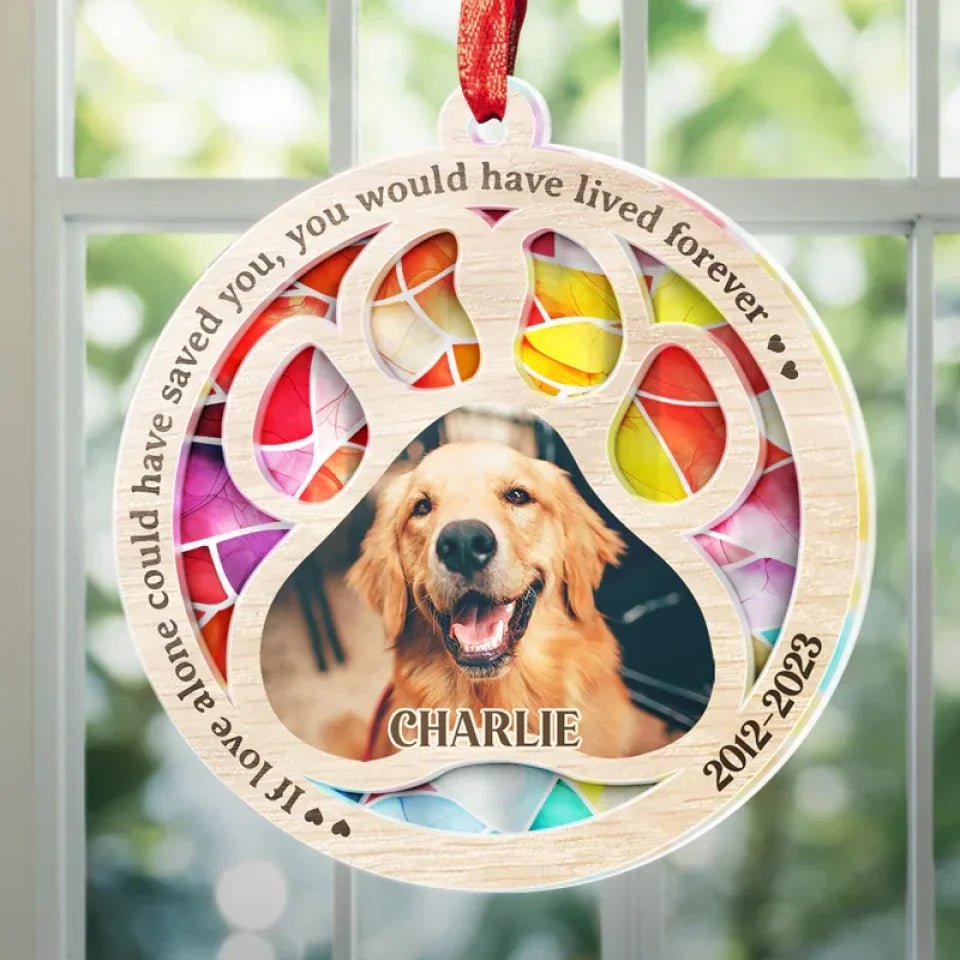 personalized photo loss of dog gift suncatcher ornament window hanging keepsake main view