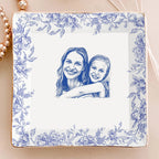 Custom Photo Pencil Sketch – The Love Between Mother & Daughter – Personalized Ceramic Ring Dish, Jewelry Tray with Name & Date, Mother’s Day Gift, Birthday Keepsake, Sentimental Mom Daughter Gift 1111234 - DiyGiftly