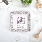 Custom Photo Pencil Sketch – The Love Between Mother & Daughter – Personalized Ceramic Ring Dish, Jewelry Tray with Name & Date, Mother’s Day Gift, Birthday Keepsake, Sentimental Mom Daughter Gift 1111234 - DiyGiftly