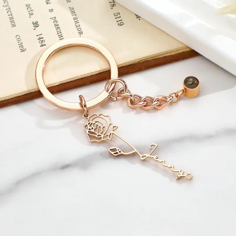 gifts for wife Best Wife Ever - Personalized Keepsake - Photo Projection Keychain with Birth Flower Romantic Gift Mother's Da