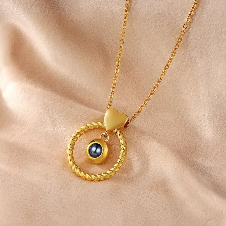 Custom Photo Projection Necklace Memorial Picture Jewelry Pet Family Photo Necklace Wedding Birthday Graduation Valentines Gift for Her - DiyGiftly