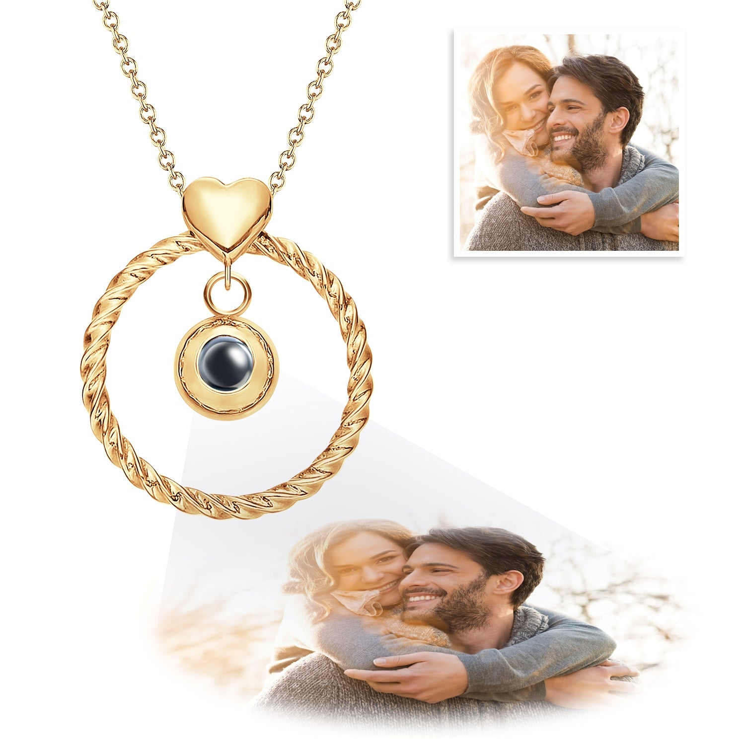 Custom Photo Projection Necklace Memorial Picture Jewelry Pet Family Photo Necklace Wedding Birthday Graduation Valentines Gift for Her - DiyGiftly