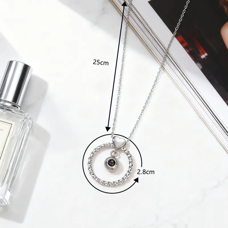 Custom Photo Projection Necklace Memorial Picture Jewelry Pet Family Photo Necklace Wedding Birthday Graduation Valentines Gift for Her - DiyGiftly