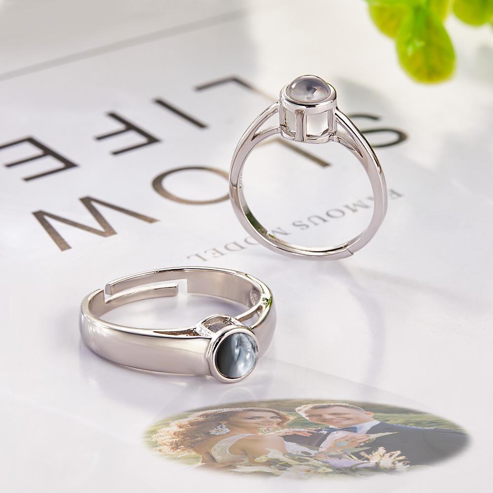 Custom Photo Projection Ring Adjustable Ring for Girlfriend Personalized Couples Statement Ring Wedding Jewelry Anniversary Gift - DiyGiftly