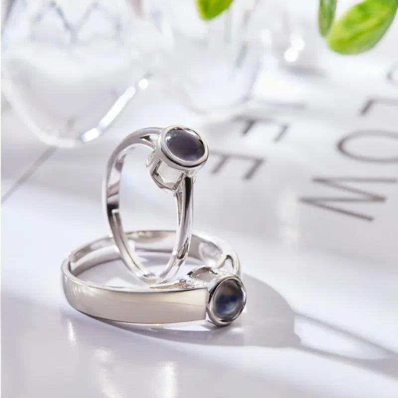 Custom Photo Projection Ring Adjustable Ring for Girlfriend Personalized Couples Statement Ring Wedding Jewelry Anniversary Gift - DiyGiftly