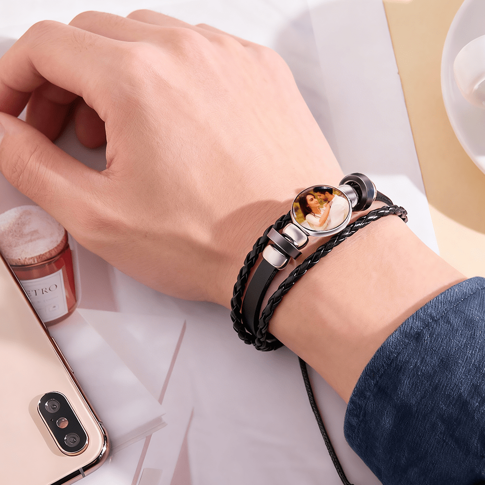 leather wrap style bracelet gift for boyfriend
