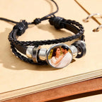 personalized photo bracelet leather wrap style gift for boyfriend