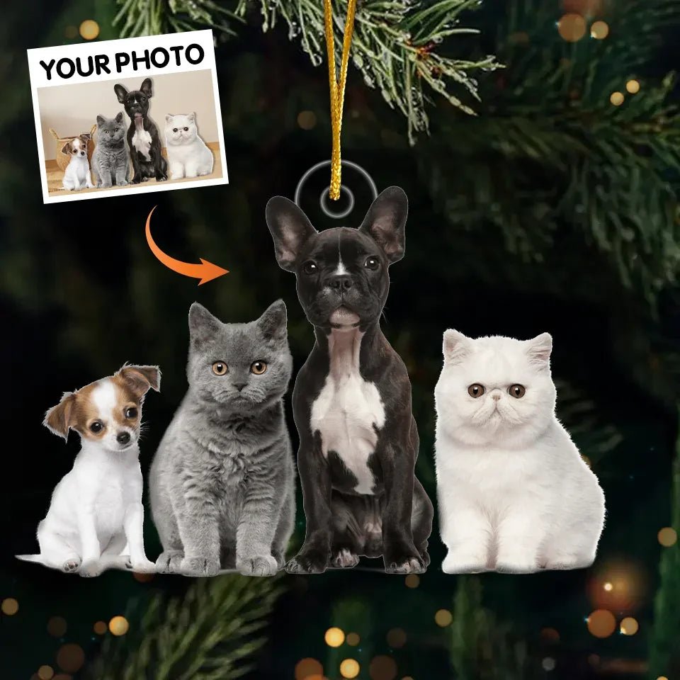Custom Photo Pugs And Kisses On This Christmas - Dog & Cat Personalized Custom Ornament - Acrylic Custom Shaped - Christmas Gift For Pet Owners, Pet Lovers 683459 - 2 - DiyGiftly