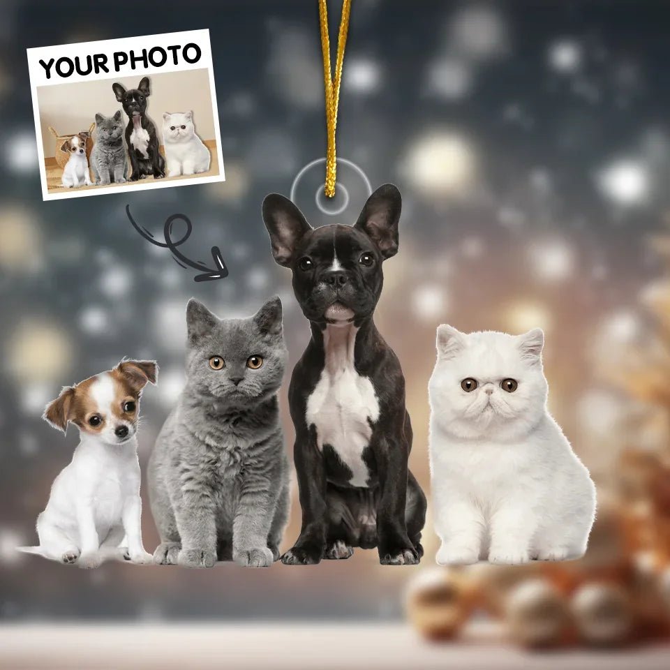 Custom Photo Pugs And Kisses On This Christmas - Dog & Cat Personalized Custom Ornament - Acrylic Custom Shaped - Christmas Gift For Pet Owners, Pet Lovers 683459 - 2 - DiyGiftly