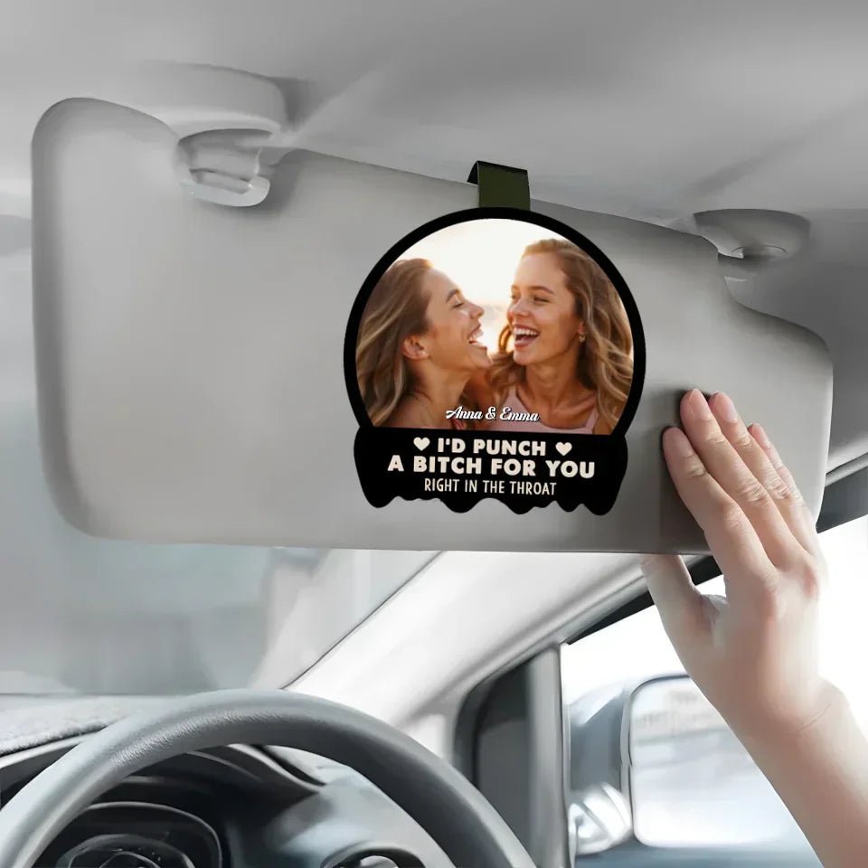 custom photo car visor clip wooden