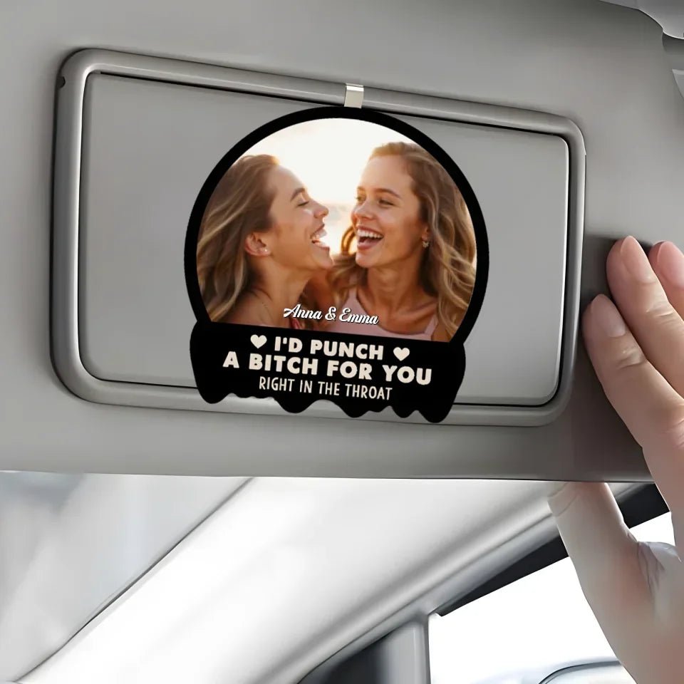 wooden car visor clip custom photo gift for best friend