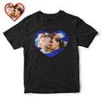 Custom Photo Sequin T-Shirt Personalized Heart - shaped Photo Black T-Shirt Creative Valentine's Day Gift - DiyGiftly