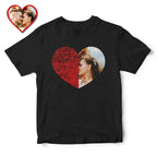 Custom Photo Sequin T-Shirt Personalized Heart - shaped Photo Black T-Shirt Creative Valentine's Day Gift - DiyGiftly