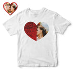 Custom Photo Sequin T-Shirt Personalized Heart - shaped Photo White T-Shirt Creative Valentine's Day Gift - DiyGiftly