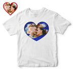 Custom Photo Sequin T-Shirt Personalized Heart - shaped Photo White T-Shirt Creative Valentine's Day Gift - DiyGiftly