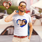 Custom Photo Sequin T-Shirt Personalized Heart - shaped Photo White T-Shirt Creative Valentine's Day Gift - DiyGiftly