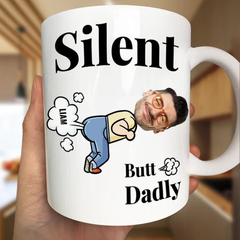 birthday gift mug for dad inspired by silent butt dadly