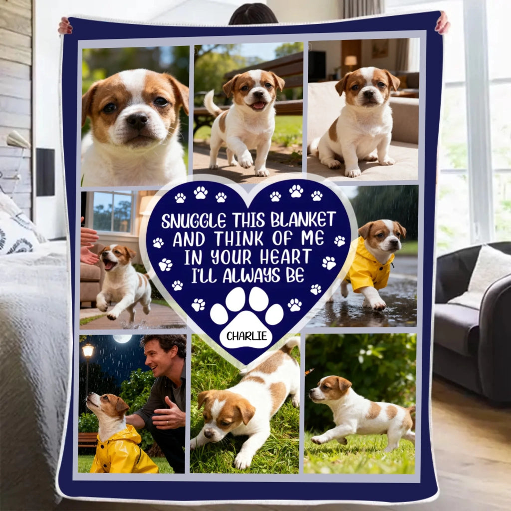 Custom Photo Snuggle This Blanket and Think of Me - Personalized Fleece Blanket, Custom Sherpa Blanket with Photo, Customizable Memory Blanket, Cozy Gift for Loved Ones, Perfect for Family, Anniversary, or Memorial Gift 1061919 - DiyGiftly