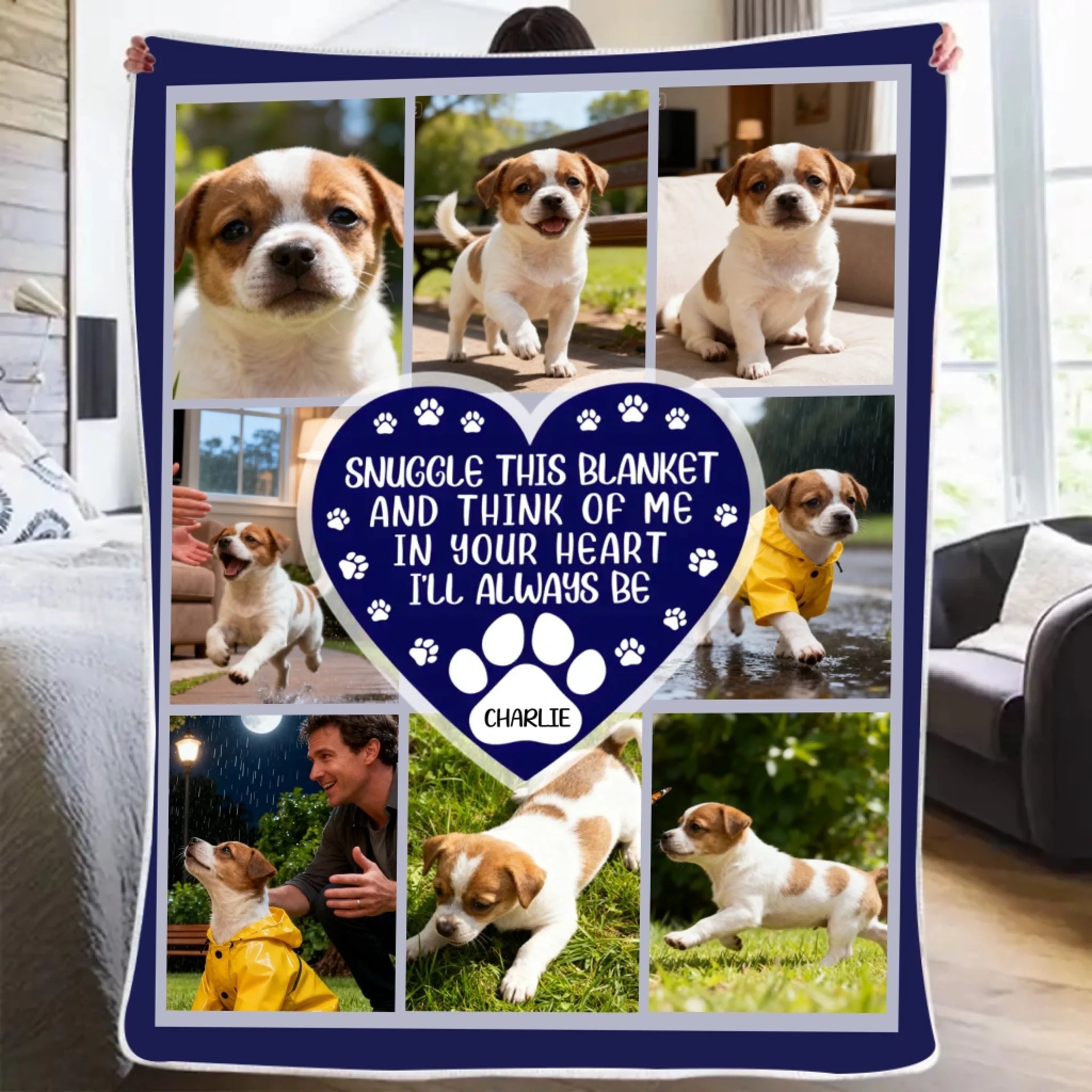 Custom Photo Snuggle This Blanket and Think of Me - Personalized Fleece Blanket, Custom Sherpa Blanket with Photo, Customizable Memory Blanket, Cozy Gift for Loved Ones, Perfect for Family, Anniversary, or Memorial Gift 1061919 - DiyGiftly