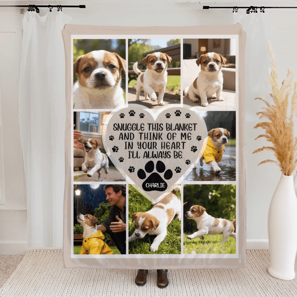 Custom Photo Snuggle This Blanket and Think of Me - Personalized Fleece Blanket, Custom Sherpa Blanket with Photo, Customizable Memory Blanket, Cozy Gift for Loved Ones, Perfect for Family, Anniversary, or Memorial Gift 1061919 - DiyGiftly