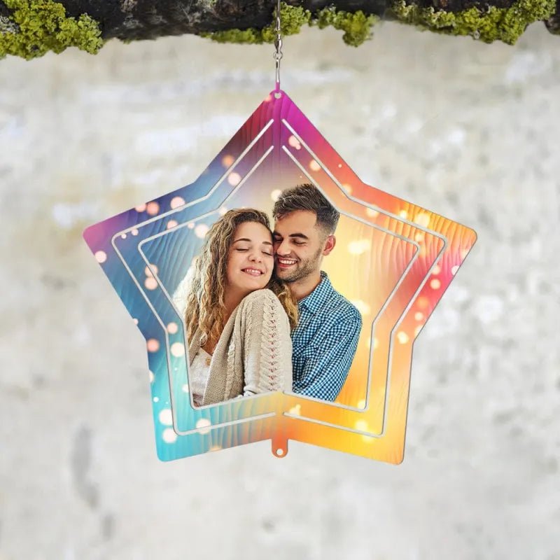 Custom Photo Star Wind Spinner Chime Garden Decoration Couple Valentine's Day Gift - DiyGiftly