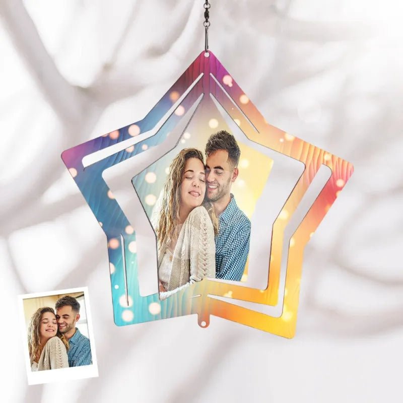 Custom Photo Star Wind Spinner Chime Garden Decoration Couple Valentine's Day Gift - DiyGiftly