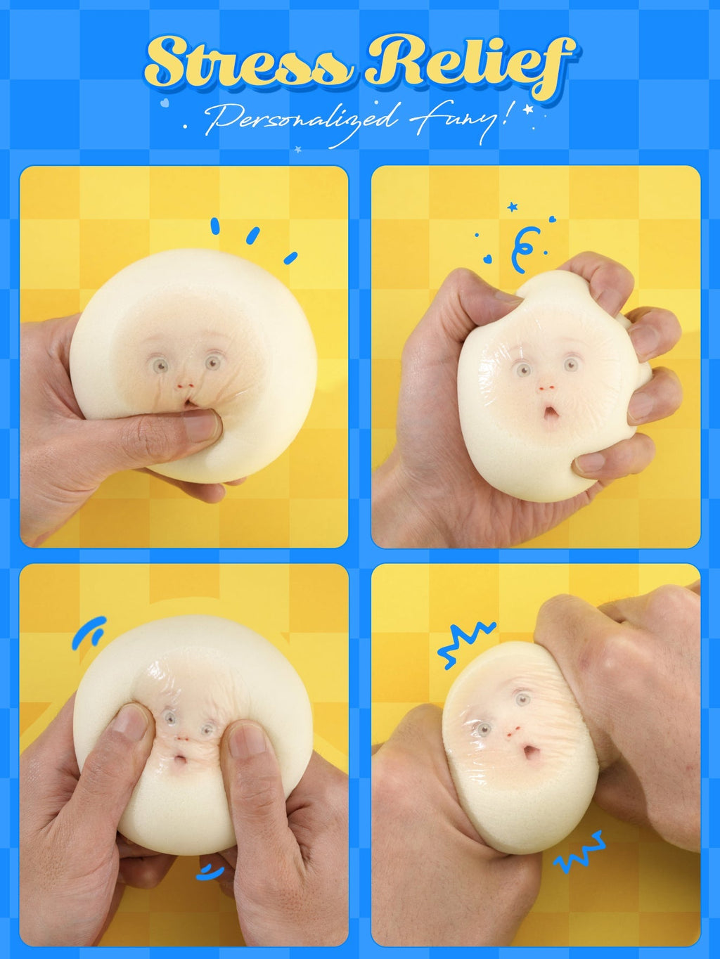 Custom Photo Stress Relief Bun Toy – Personalized Decompression Manju Style Toy - DiyGiftly