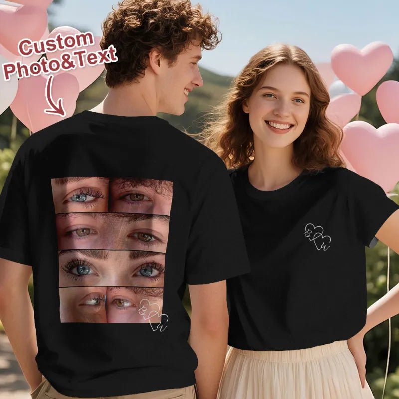 Custom Photo T-shirt Personalized Eyes Shirt for Couple Valentines Gift - DiyGiftly