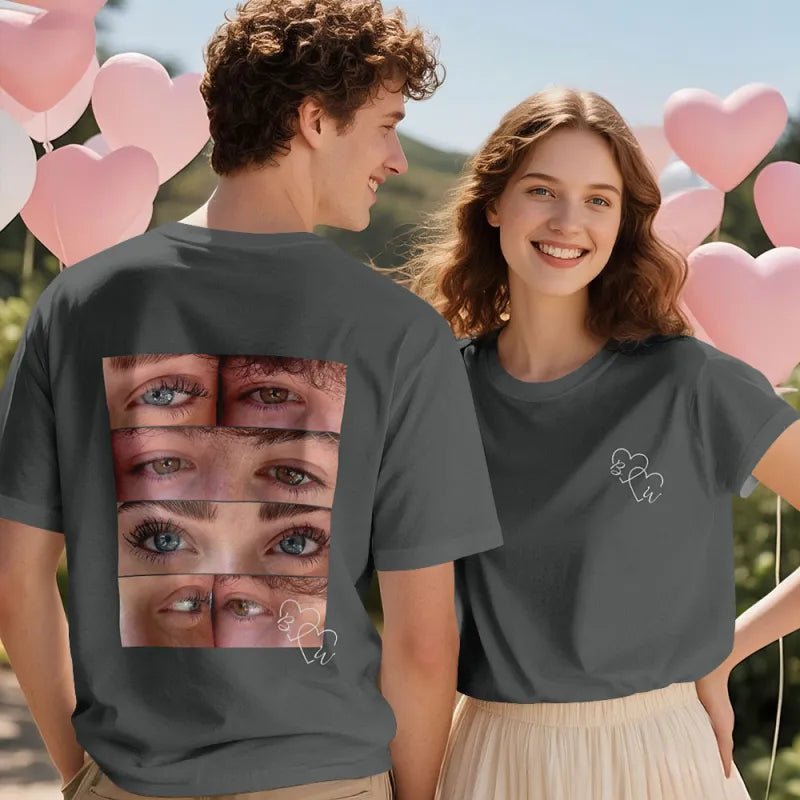 Custom Photo T-shirt Personalized Eyes Shirt for Couple Valentines Gift - DiyGiftly