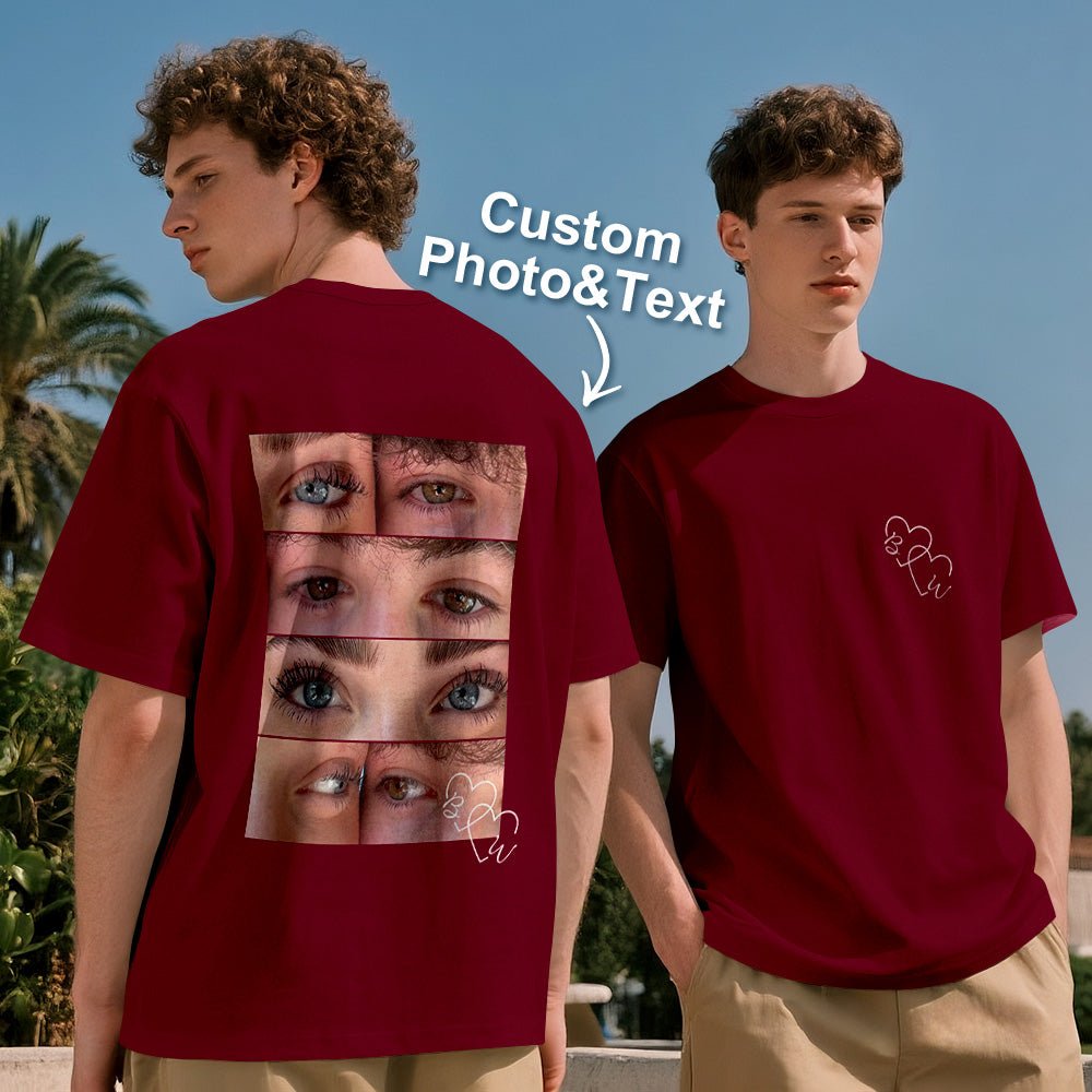 Custom Photo T-shirt Personalized Eyes Shirt for Couple Valentines Gift - DiyGiftly