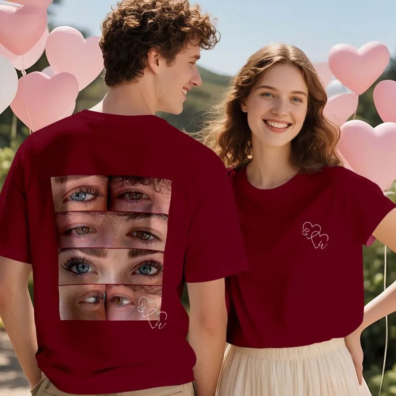 Custom Photo T-shirt Personalized Eyes Shirt for Couple Valentines Gift - DiyGiftly