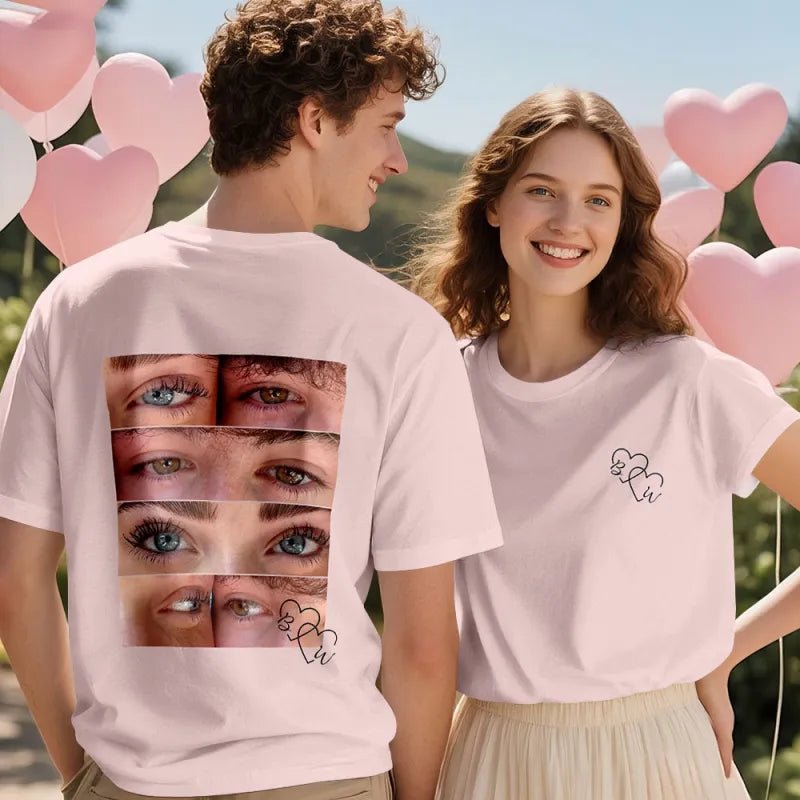 Custom Photo T-shirt Personalized Eyes Shirt for Couple Valentines Gift - DiyGiftly
