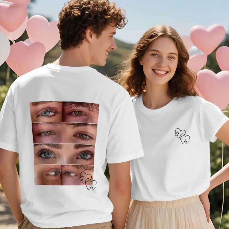 Custom Photo T-shirt Personalized Eyes Shirt for Couple Valentines Gift - DiyGiftly